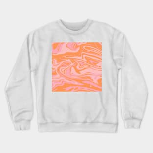 Modern Liquid Swirl Abstract Pattern Square in Retro Pink and Orange Crewneck Sweatshirt